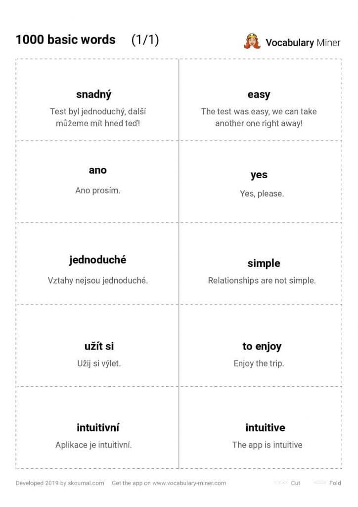 Printable Flashcards template by Vocabulary Miner