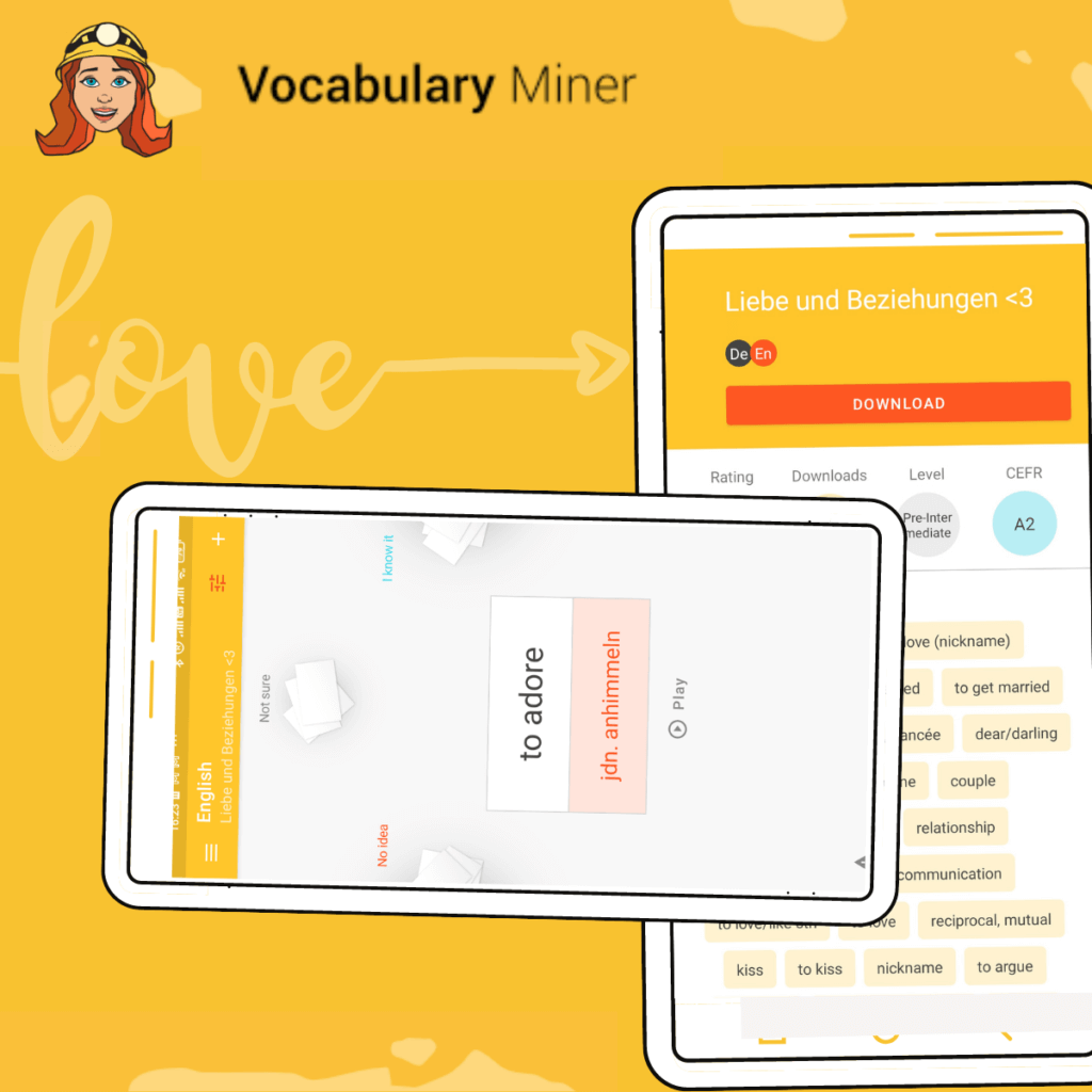 englische wörter liebe in Vocabulary Miner