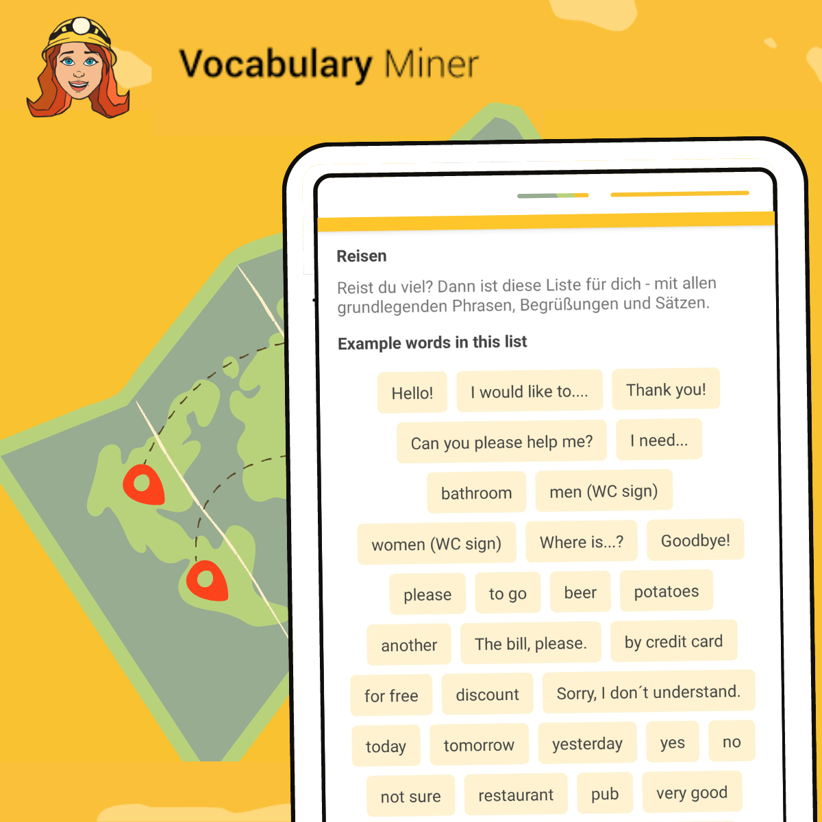 vocabulary miner flashcard app reisen